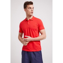 Lee Cooper Twins Erkek %100 Pamuk Polo Yaka T-Shirt Mercan