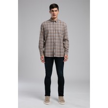 Lee Cooper Lorse Erkek Dokuma Uzun Kol Gömlek Bej Ekose