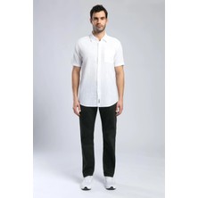 Lee Cooper Desola Erkek %100 Pamuk Kısa Kol Dokuma Gömlek Beyaz