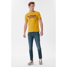 Lee Cooper Hardy Erkek %100 Pamuk Bisiklet Yaka T-Shirt Hardal