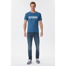 Lee Cooper Storing Erkek %100 Pamuk Bisiklet Yaka T-Shirt Petrol