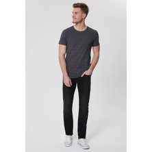 Lee Cooper Baines Erkek %100 Pamuk Bisiklet Yaka T-Shirt Koyu Gri