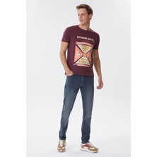 Lee Cooper Kenway Erkek %100 Pamuk Bisiklet Yaka T-Shirt Mürdüm