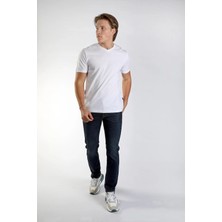 Lee Cooper Jonat Erkek %100 Pamuk V Yaka T-Shirt Beyaz