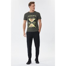 Lee Cooper Kenway Erkek %100 Pamuk Bisiklet Yaka T-Shirt Haki