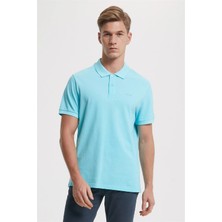 Lee Cooper Twins Erkek %100 Pamuk Polo Yaka T-Shirt Turkuaz