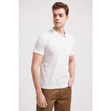 Lee Cooper Nature Erkek %100 Pamuk Baskılı Polo Yaka T-Shirt Beyaz