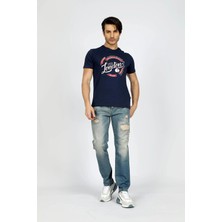 Lee Cooper Alista Erkek %100 Pamuk O Yaka T-Shirt Lacivert