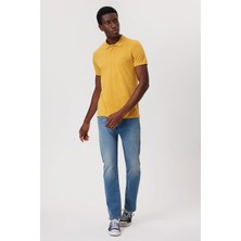 Lee Cooper Twins Erkek %100 Pamuk Polo Yaka T-Shirt Hardal