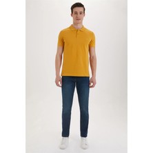 Lee Cooper Twins Erkek %100 Pamuk Polo Yaka T-Shirt Hardal