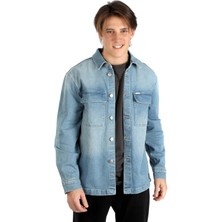 Lee Cooper Karela Erkek %100 Pamuk Jean Gömlek Heimdall Blue Light