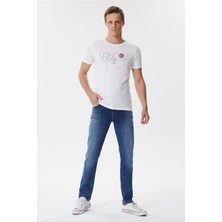 Lee Cooper Cedric Erkek %100 Pamuk Bisiklet Yaka T-Shirt Off White
