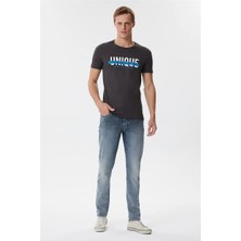 Lee Cooper Brice Erkek %100 Pamuk Bisiklet Yaka T-Shirt Antrasit