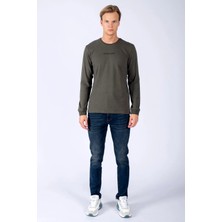 Lee Cooper Hugh Erkek %100 Pamuk Uzun Kol T-Shirt Haki