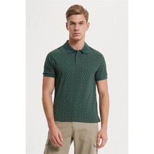 Lee Cooper Nature Erkek %100 Pamuk Baskılı Polo Yaka T-Shirt Koyu Yeşil