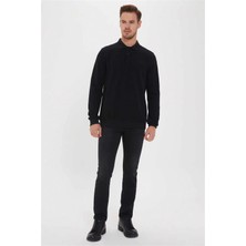 Lee Cooper Newblend Erkek Polo Yaka Sweatshirt Siyah