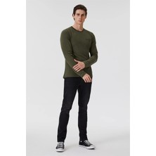 Lee Cooper Renzo Erkek %100 Pamuk O Yaka Uzun Kol T-Shirt Haki
