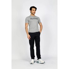 Lee Cooper Nero Erkek %100 Pamuk O Yaka T-Shirt Gri Melanj