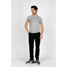Lee Cooper Bernt Erkek %100 Pamuk O Yaka T-Shirt Gri Melanj