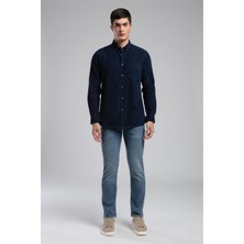 Lee Cooper Wornes Erkek Kadife Uzun Kol Gömlek Lacivert