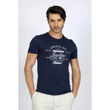 Lee Cooper Divided Erkek %100 Pamuk O Yaka T-Shirt Lacivert