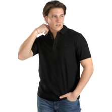 Lee Cooper Tylen Erkek %100 Pamuk Polo Yaka T-Shirt Siyah