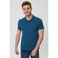Lee Cooper Twins Erkek %100 Pamuk Polo Yaka T-Shirt Petrol