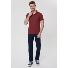Lee Cooper Twins Erkek %100 Pamuk Polo Yaka T-Shirt Bordo