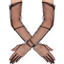 Epilons Uzun Boy Likralı Siyah Renk Yetişkin Mega Tül Eldiven 53 cm