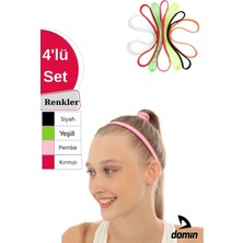 Feyza Design Çok Renkli 4'lü Sporcu Saç Bandı ve Tokası Seti