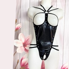 İkikareshop Bacio Fantazi Göğüsü ve Özel Ağı Açık Metalli Babydoll BC9146