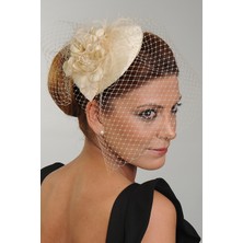 Turkuaz Aksesuar Gelin Nikah Şapkası Ekru Renkli Kadınlar İçin Şık Tasarım