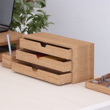Desna Üç Katlı Üç Çekmeceli Mini Dolap - Kiraz | 34 cm x 12.1 cm x 15.8 cm | Woodsaka