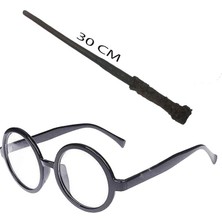 Epilons Harry Potter Asası 30 cm Siyah Çerçeveli Harry Potter Gözlüğü Seti