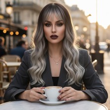 Decostyle Dalgalı Kısa Perçemli Fiber Sen Peruk / Ombre ve Röfleli