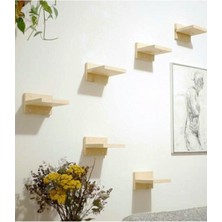 Feyza Design Doğal Ahşap 3'lü Kedi Tırmanma Duvar Rafı