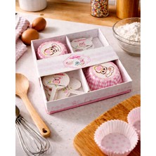 Formzen Desenli Cupcake Kek Kağıdı ve Kürdan Süs Seti – 40 Adet Kek Kalıbı + 16 Adet Kürdan – Parti ve Doğum Günü Için