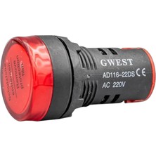 Gwest 22 - K LED Sinyal 220V. Ac-Dc Kırmızı 10 Adet