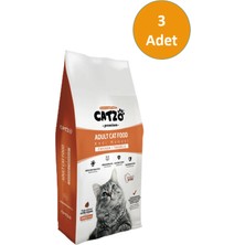 Catzo Premium Tavuklu Kedi Maması 1 kg Sağlıklı Deri, Parlak Tüy Bağırsak ve Sindirim Destekli -(3 Adet)