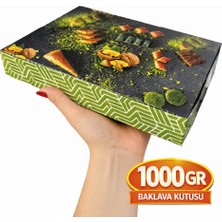 PackMai 200 Adet Baklava Kutusu 1000GR Pastane-Tatlıcı-Kuşe Karton Sedefli Kutu 25X18X4