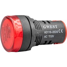Gwest 22 - 110V - K LED Sinyal 110V. Ac-Dc Kırmızı 10 Adet