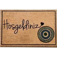 Chilai Home Coco Hoşgeldiniz Nazar 40X60 cm Doğal Koko Kıl Paspas,hindistan Naturel Kapı Önü Paspası