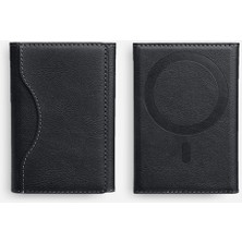 Sneezy iPhone 15-15 Pro 15 Pro Max ile Uyumlu Magsafe Manyetik Katlanabilir Standlı Deri Kartlık Cüzdan