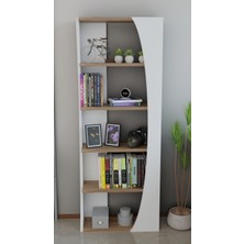 Alpa Ev Mobilya Alpa Modern  Ev Mobilya İskandinav Kavis Tasarımlı Dekoratif Kitaplık 150x50x22 cm Beyaz Geniş Depolama Alanı