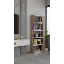 Alpa Ev Mobilya Kavisli İskandinav 150 cm 6 Raflı Kitaplık Salon Rafı | Ofis Dolabı Modern Raf Organizer