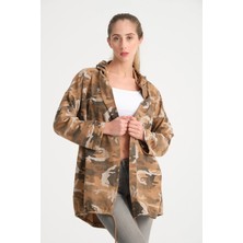 Della Moor Kiremit Kadın Italyan Sırtı Payetli Kapüşonlu Ceket