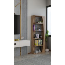 Alpa Ev Mobilya Kavisli İskandinav 150 cm 6 Raflı Kitaplık Salon Rafı | Ofis Dolabı Modern Raf Organizer