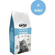 Catzo Yetişkin Kedi Maması Somonlu 1 Kg. Sağlıklı Deri, Parlak Tüy Bağırsak ve Sindirim Destekli -(4 Adet)
