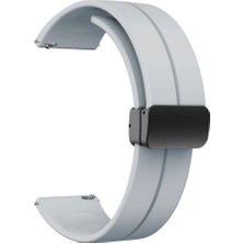 Gpack Samsung Gear S3 22MM Kordon Kayış D-Buckle Mıknatıslı Silikon 22/jku Gri