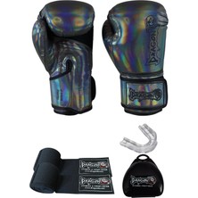 Feyza Design Gri Suni Deri Kick Boks Eldivenleri - 3'lü Set